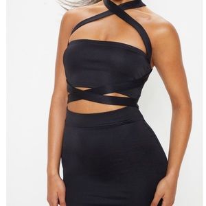 Black Slinky Crop Top Tieable